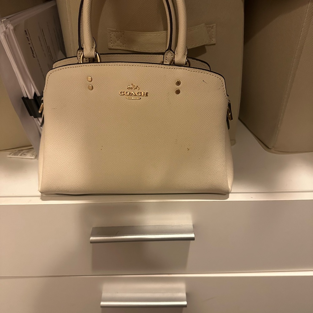 Coach Cream Satchel Bag Luxury Leather